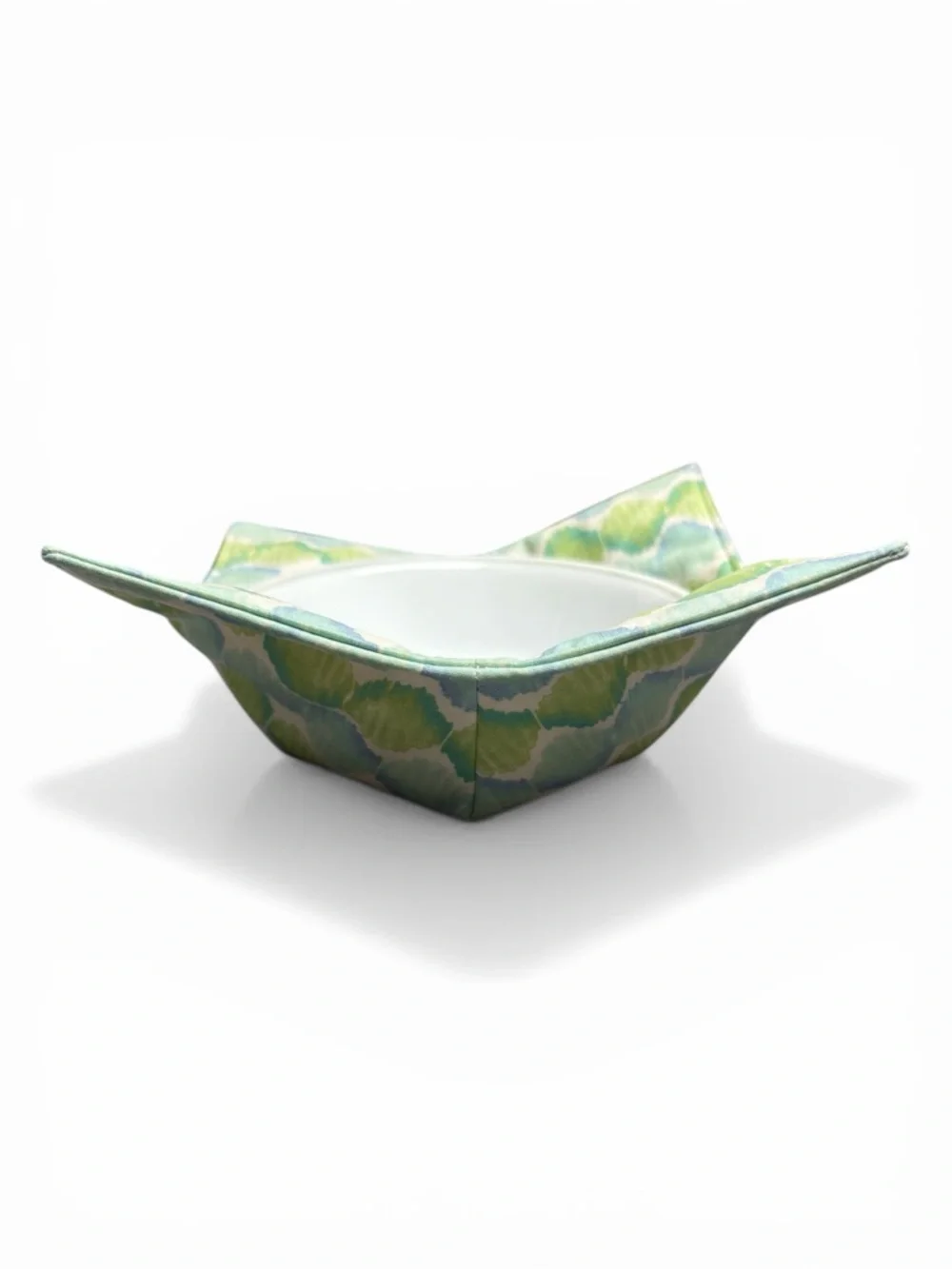 Hand Crafted Bowl Cozy Bowl Holder Microwavable Cotton Padded Green and Blue